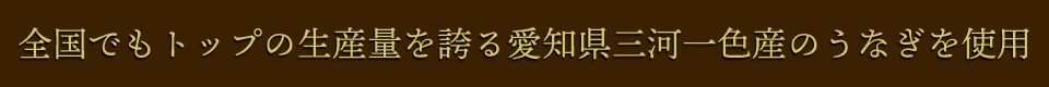 全国でもトップの生産量を誇る愛知県三河一色産のうなぎを使用